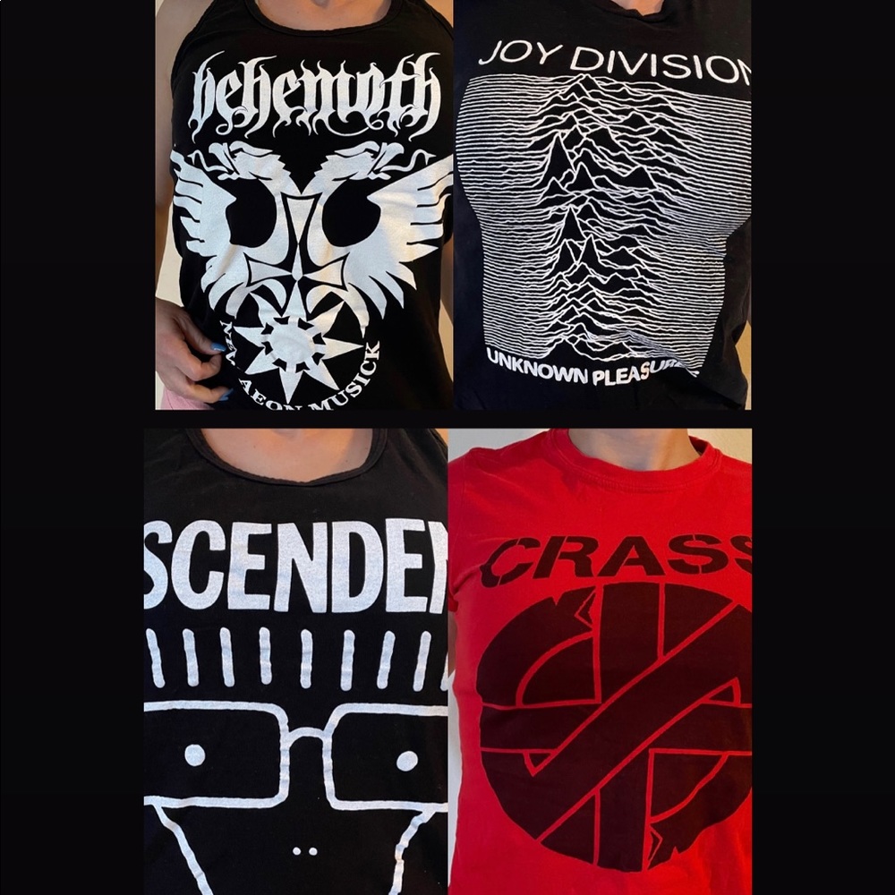 Woman’s Band T-shirts • Joy Division, Descendants Behemoth, Crass